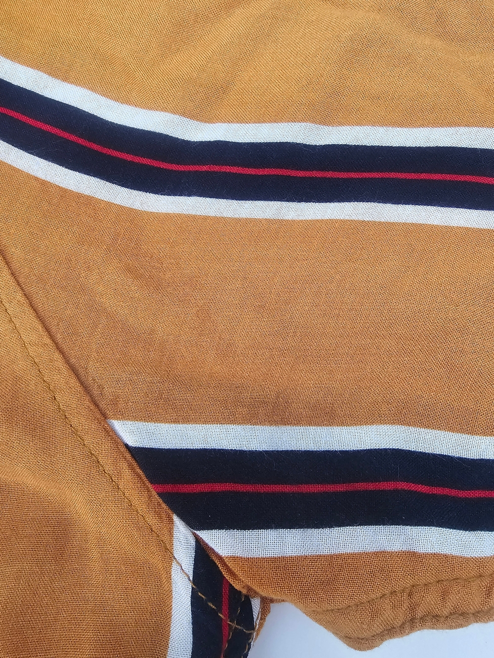 Vintage Re-Mastered Cotton On Mustard Striped Camp Shirt Men's Large Retro Y2K - Picture 9 of 9